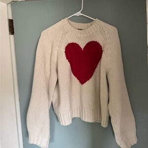 GAP Heart Pattern Cream Sweater MEDIUM